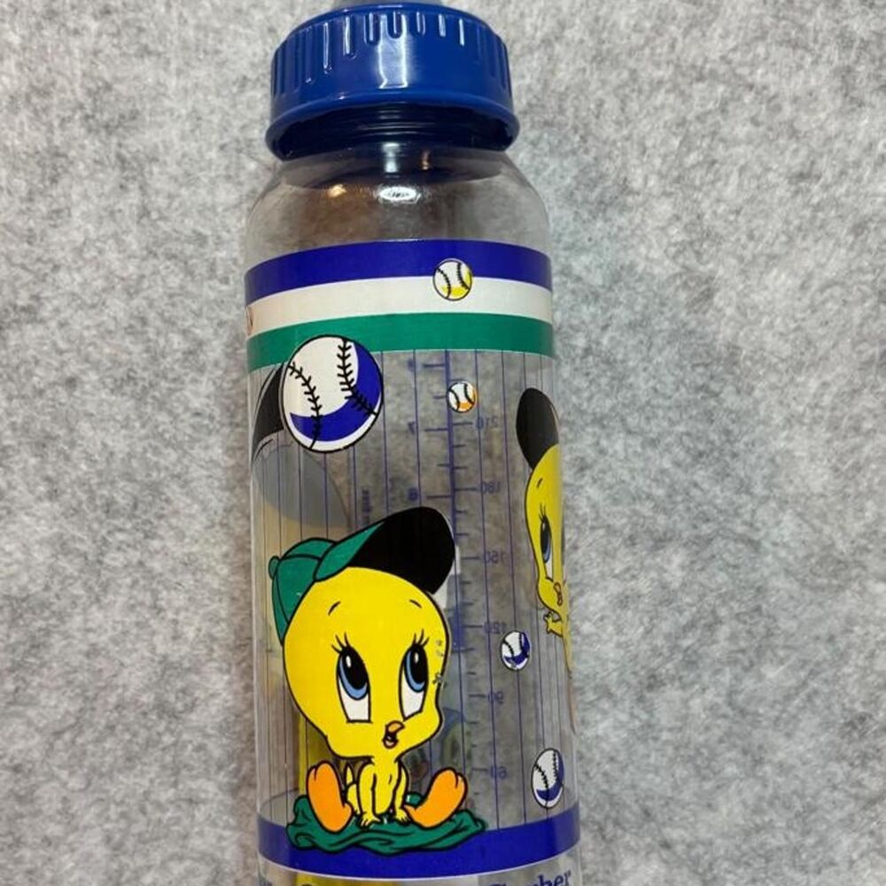 Vintage 1995 Gerber Looney Tunes Tweety Bird Baseball Baby Bottle 9 oz